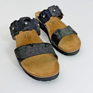 Naot Women's Ashley Black Lace Nubuck Leather Sandals - Size 7 (EU38) Slip Ons